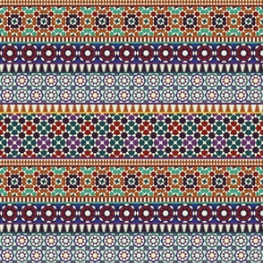 Alhambra Tessellations - Red, orange and blue on white