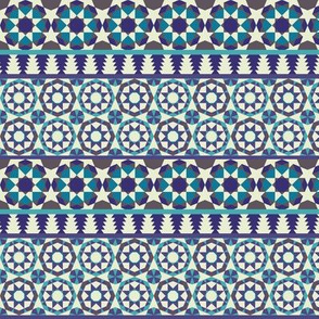 Islamic borders - Turquoise, blue and grey on white