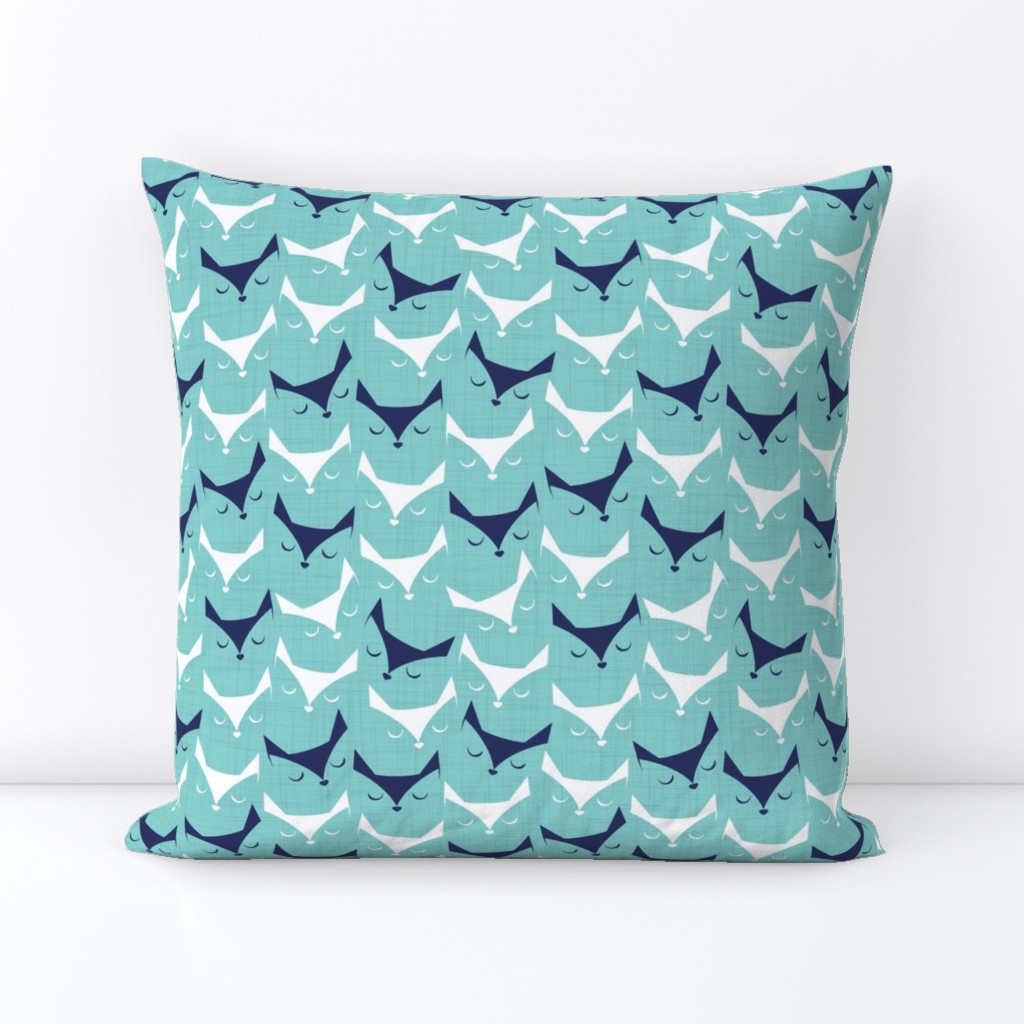 Cat alert // aqua linen texture background