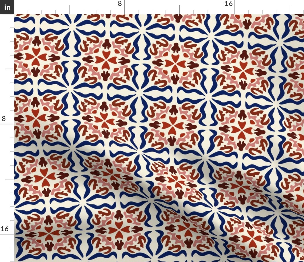  SpanishTiles: Los cuadrados son círculos-Rojo