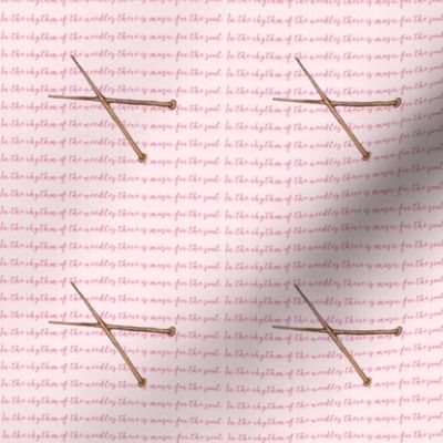 knitting needles on aphorism - pink on pink