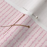 knitting needles on aphorism - pink on pink