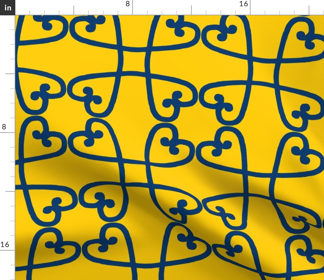 Spanish tile loop blue on yellow