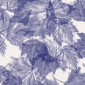 Fall Leaves  - Indigo White