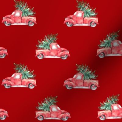 4" Christmas Vintage Trucks // Bright Red