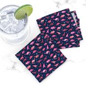 Extra Tiny Dinos in Magenta and Coral on Navy 