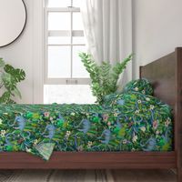 Large scale Improbable Botanical with Dinosaurs - dark green