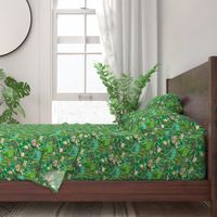 Medium scale Improbable Botanical with Dinosaurs - emerald green