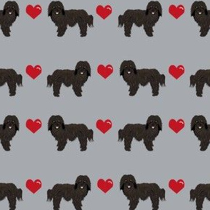 havanese black coat love hearts dog breed fabric grey