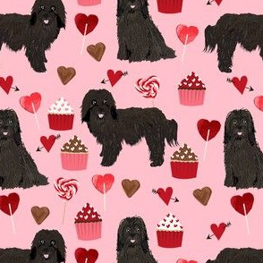 havanese black coat valentines day cupcakes love hearts dog breed fabric pink
