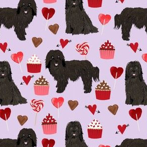 havanese black coat valentines day cupcakes love hearts dog breed fabric purple