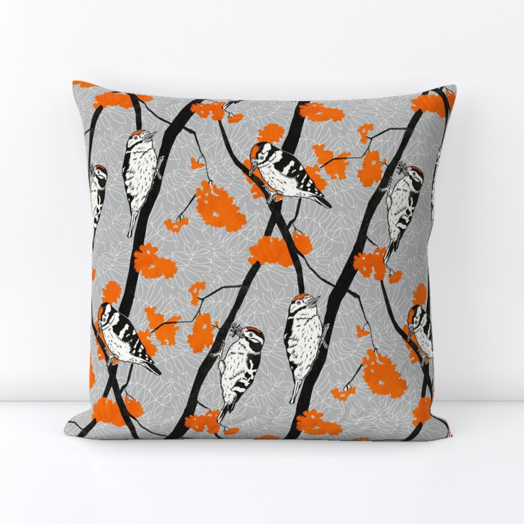 Woodpeckers with Orange Berries - 36cm repeat