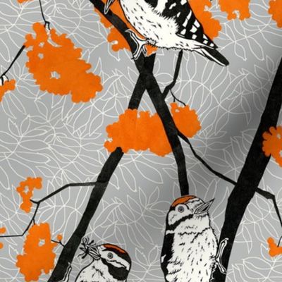 Woodpeckers with Orange Berries - 36cm repeat