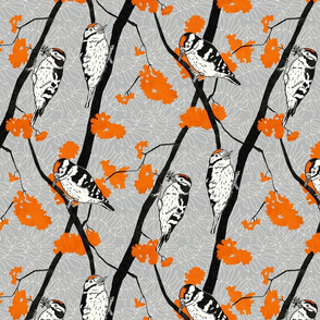 Woodpeckers with Orange Berries - 36cm repeat