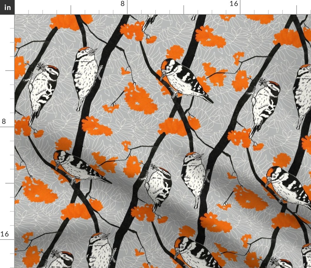 Woodpeckers with Orange Berries - 36cm repeat