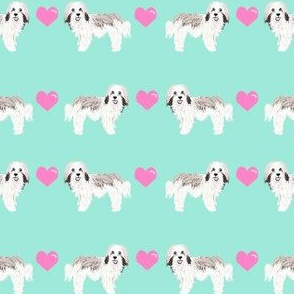 havanese love hearts valentines dog breed pure breed fabric mint