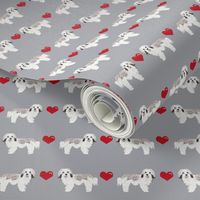 havanese love hearts valentines dog breed pure breed fabric grey