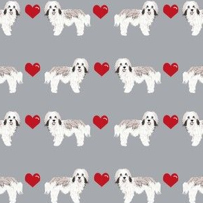 havanese love hearts valentines dog breed pure breed fabric grey