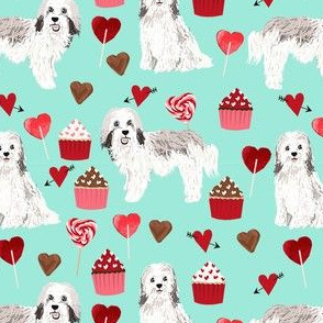 havanese valentines day love cupcakes hearts dog breed pure breed fabric mint