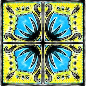 Spanish tiles turquoise and yellow