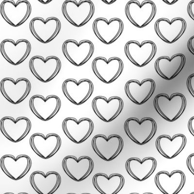 Valentine's Day Black and White Heart Stripes Cute Valentines Day - Valentines Day - Valentines Day Fabric