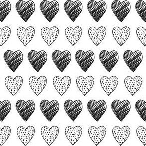 Valentines Day Black and White  Valentine's Day Hearts Cute Valentines Day Hearts - Valentines Day - Valentines Day Fabric