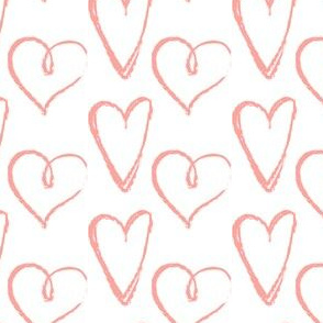 Valentine's Day Hearts Pink Hand Drawn Cute Valentines Day - Valentines Day - Valentines Day Fabric