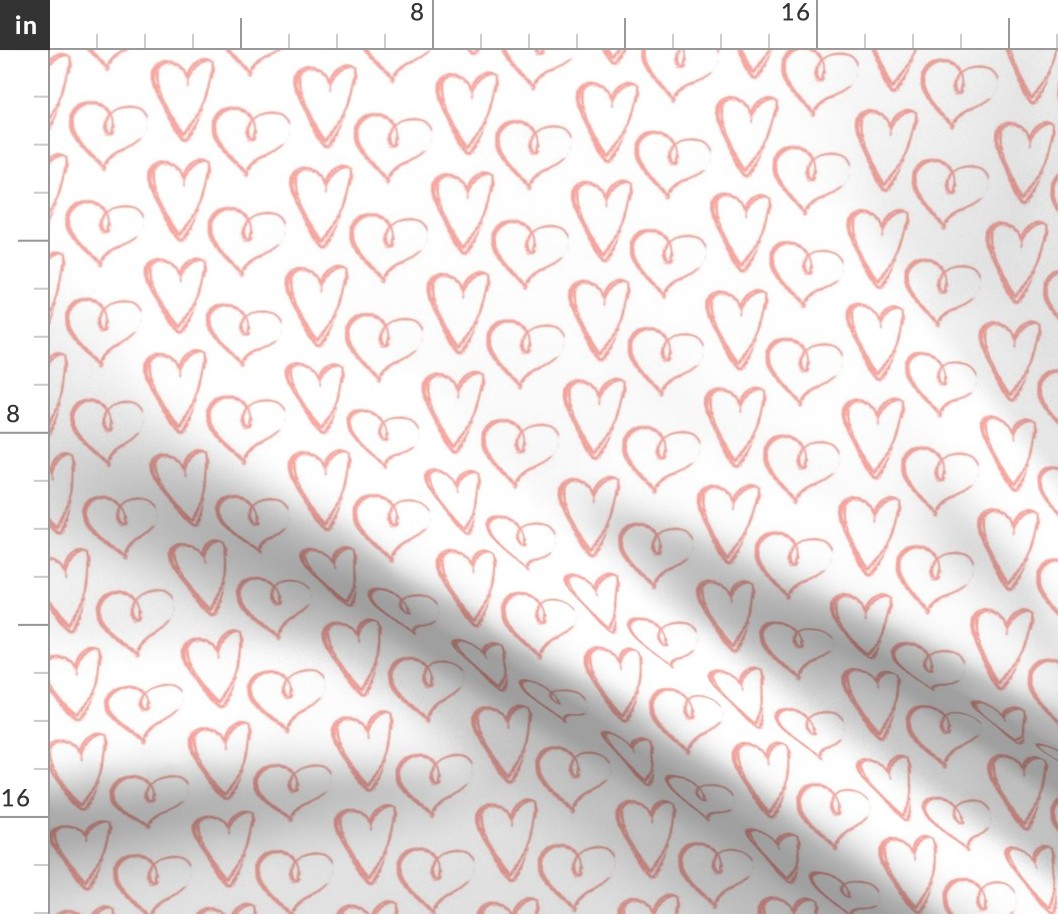 Valentine's Day Hearts Pink Hand Drawn Cute Valentines Day - Valentines Day - Valentines Day Fabric