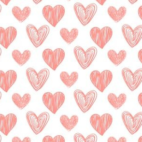 Valentine's Day Pink Hand Drawn Hearts Cute Valentines Day - Valentines Day - Valentines Day Fabric