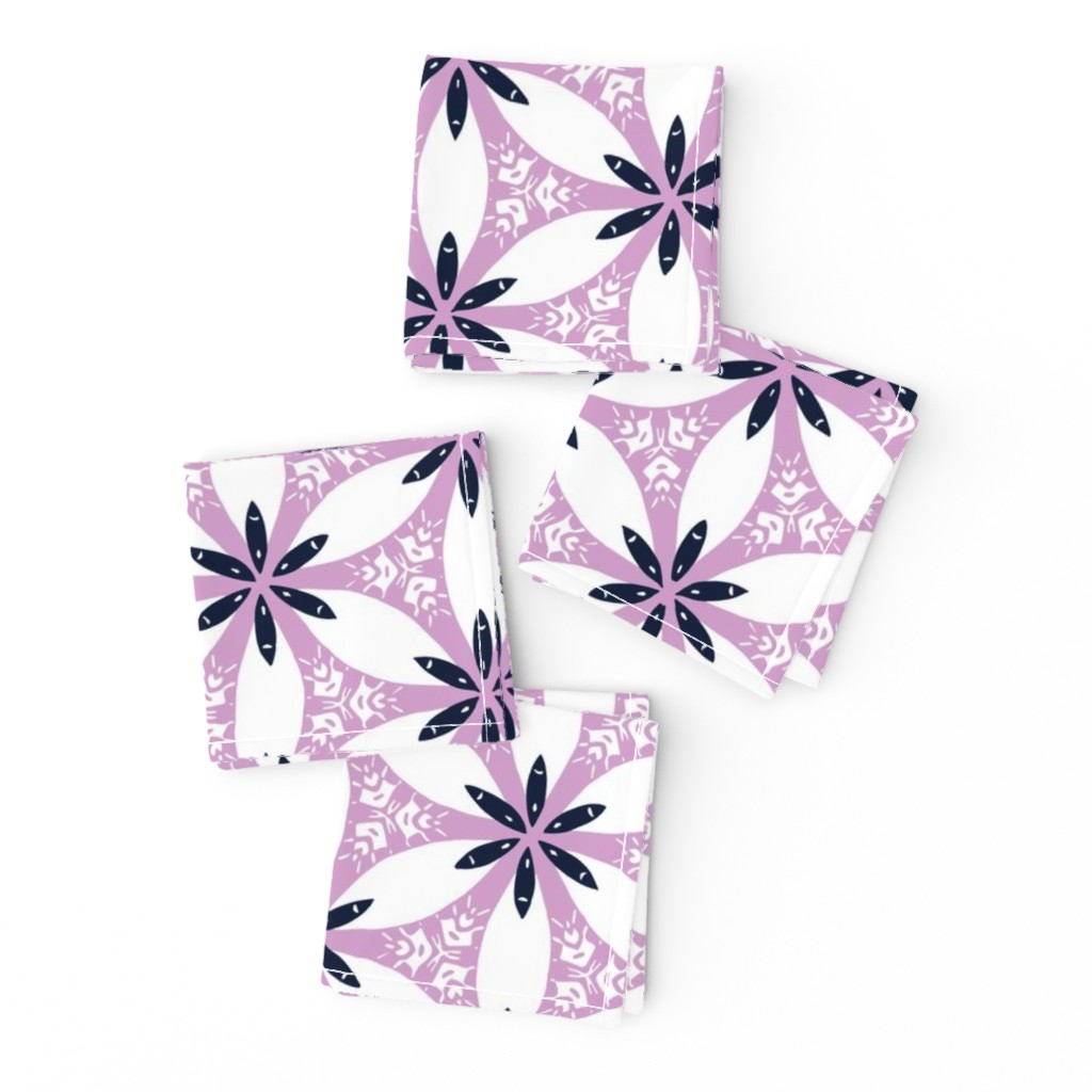 Snow Lily Lattice - Orchid & Navy