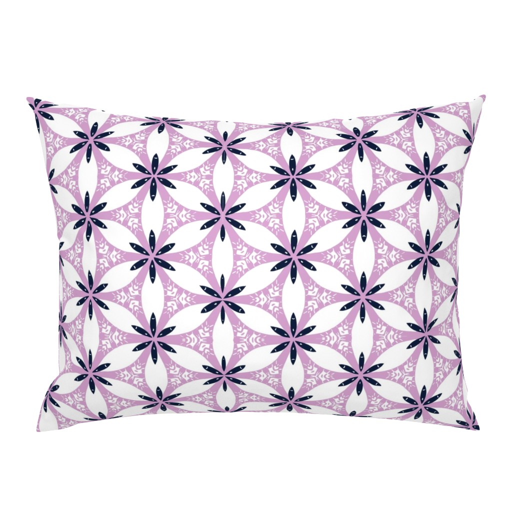 Snow Lily Lattice - Orchid & Navy