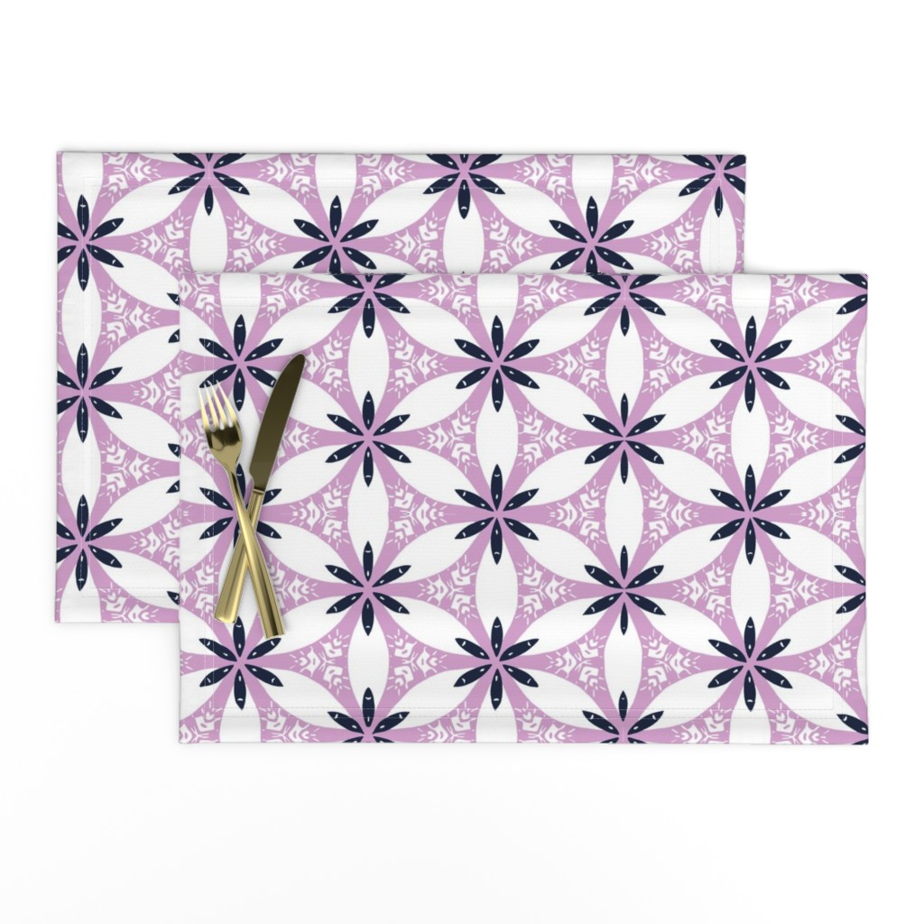 Snow Lily Lattice - Orchid & Navy