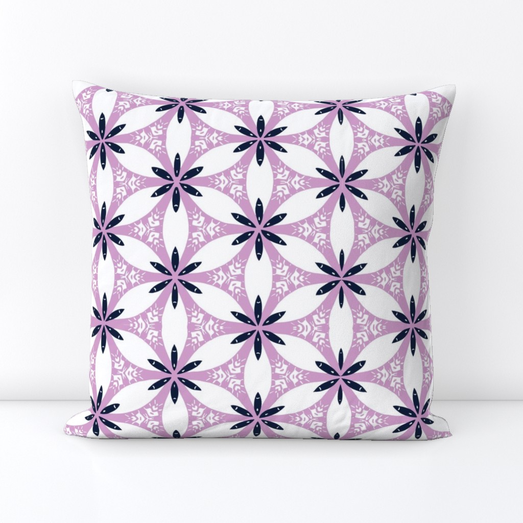 Snow Lily Lattice - Orchid & Navy