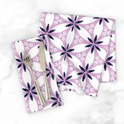 Snow Lily Lattice - Orchid & Navy