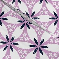 Snow Lily Lattice - Orchid & Navy