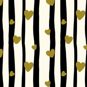 Valentine's Day Black and White Stripes with Hearts Cute Valentines Day - Valentines Day - Valentines Day Fabric