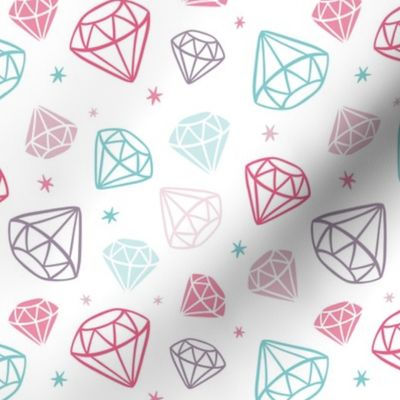 Diamonds 3D Gems Crystals Pink Teal Purple