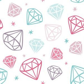Diamonds 3D Gems Crystals Pink Teal Purple