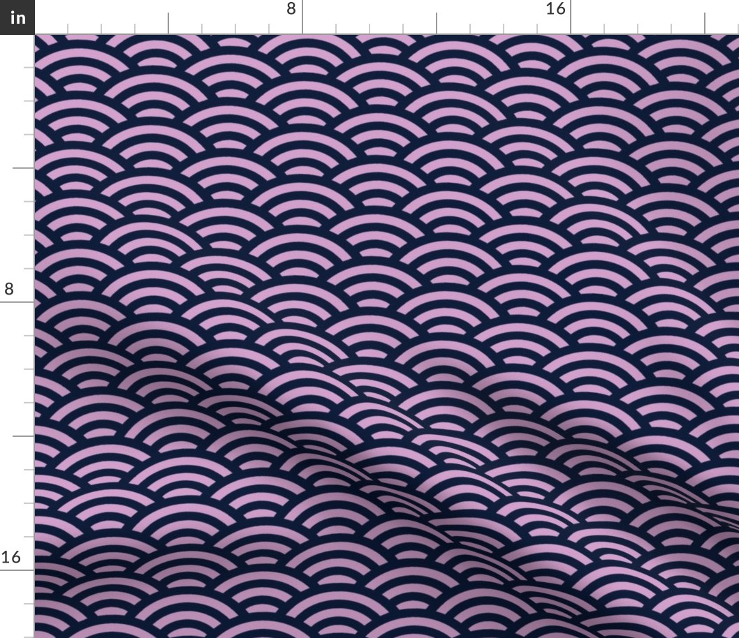 Japanese waves in light orchid and dark navy blue