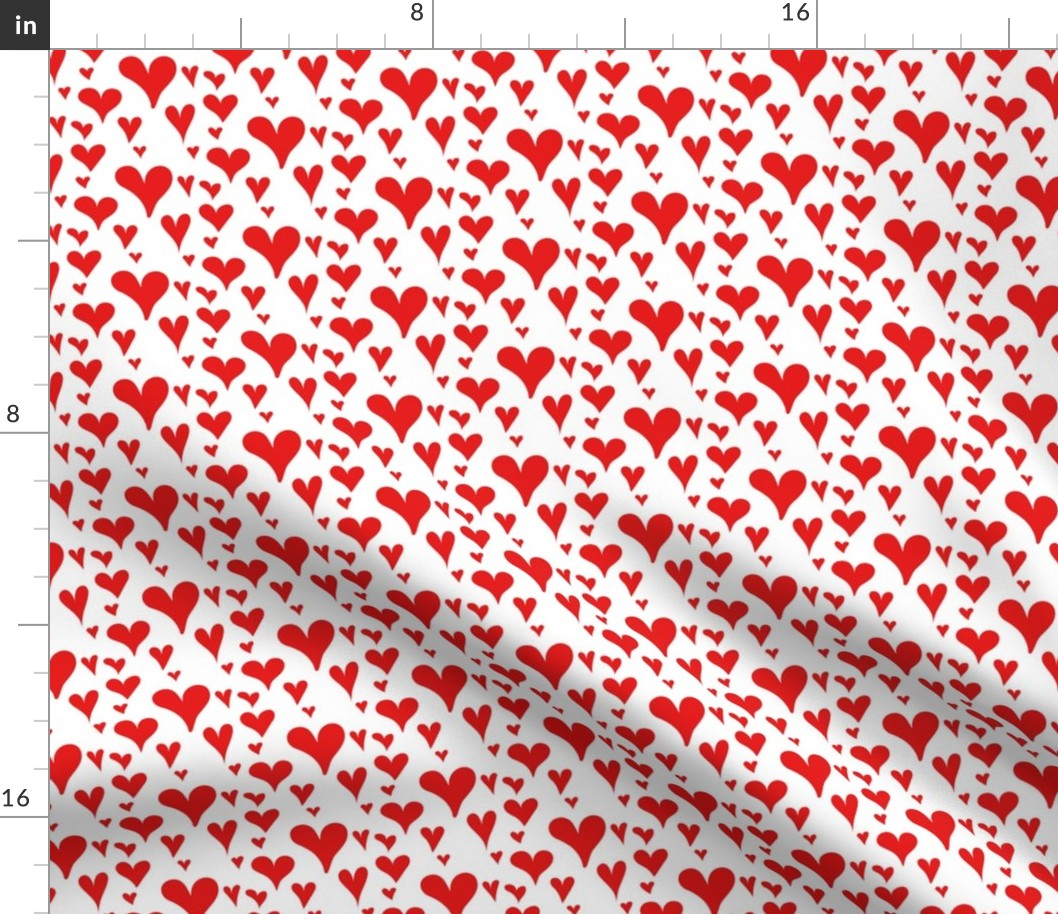 Valentine's Day Hand Drawn Hearts Red and White Cute Valentines Day - Valentines Day - Valentines Day Fabric
