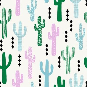 cactus greens pink blue grid tropical southwest design for trendy kids spring summer 