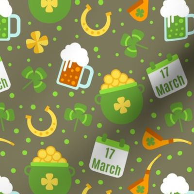 Saint Patrick's Day, Clover, Pot of Gold, Beer Mug St. Patricks Day