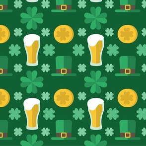 Saint Patricks Day Clover Coins and Clover Hat Beer Coin