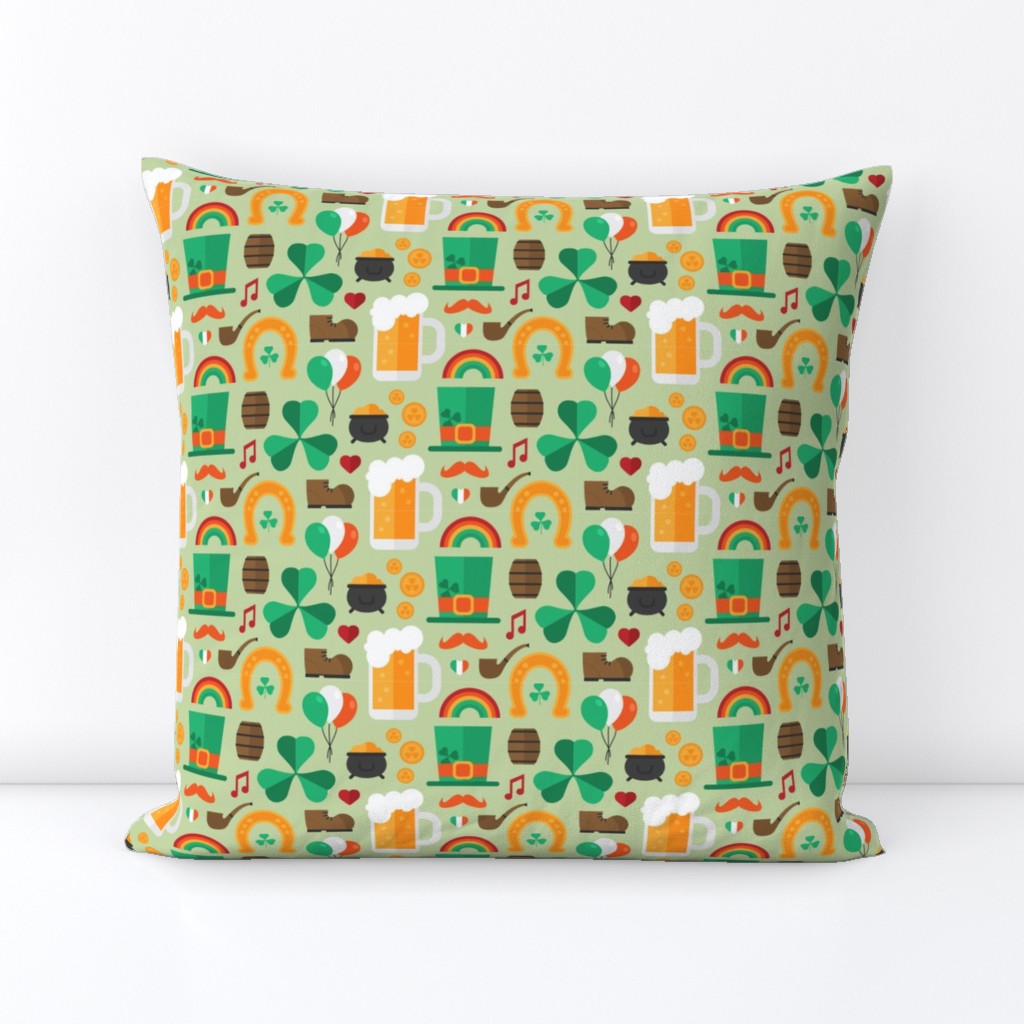 Saint Patricks Day Cute St. Patricks Day Pattern, Beer, Hat, Irish Flag, Rainbow, Pipe