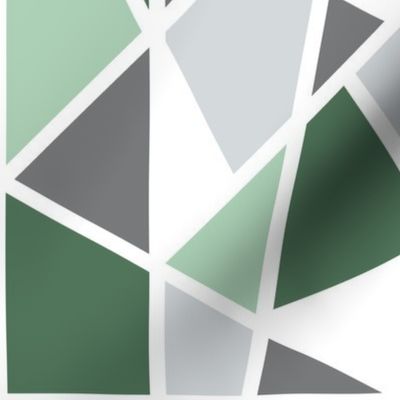 Large Geometric Design in Greens and Gray