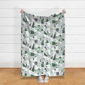 Large Geometric Design in Greens and Gray