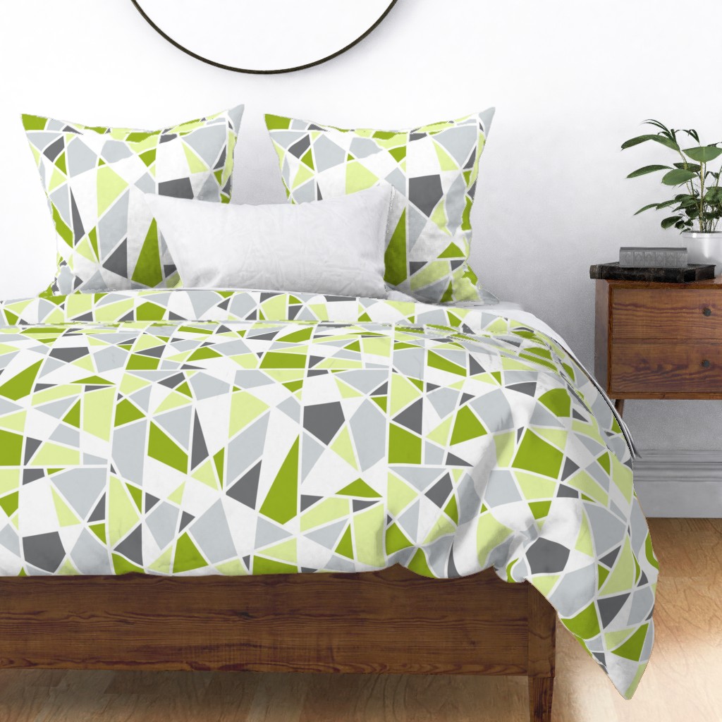 Geometric Pattern in Lime Green, Duvet Cover | Spoonflower