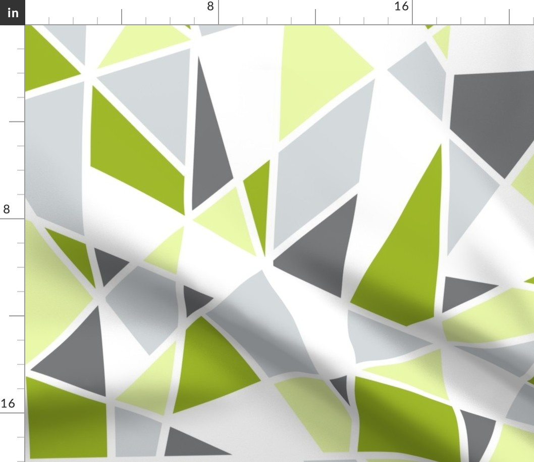 Geometric Pattern in Lime Green, Yellow and Gray
