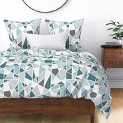 Geometric in Teal, Turquoise and Gray