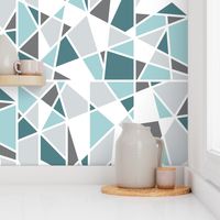 Geometric in Teal, Turquoise and Gray